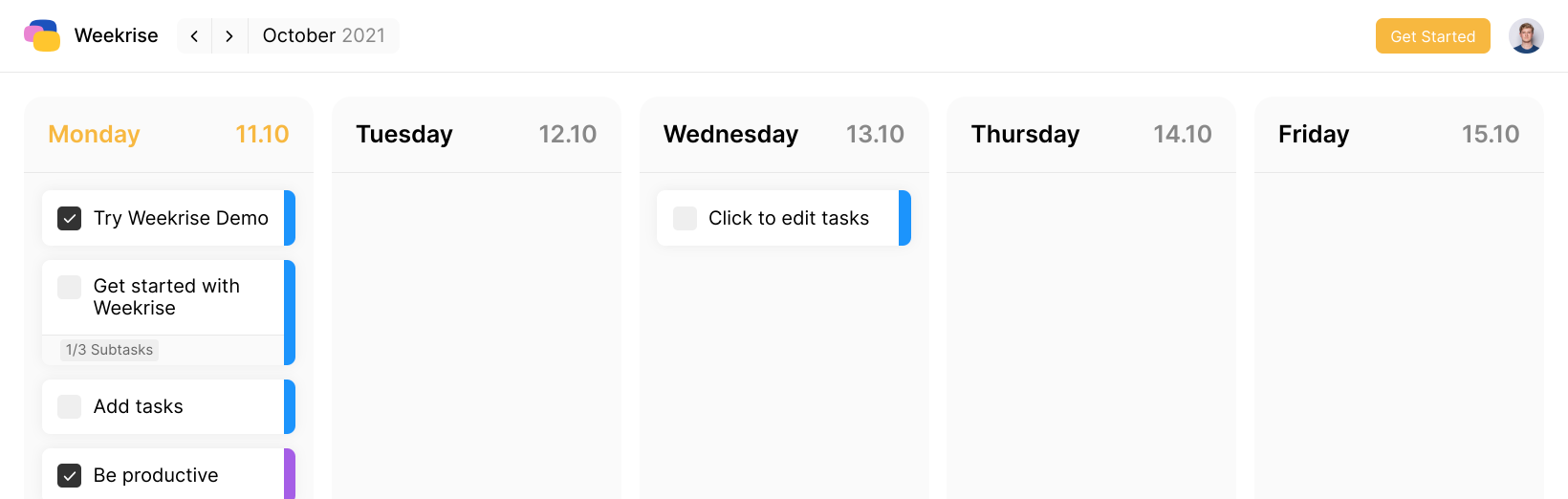 A demo image for the weekrise calendar