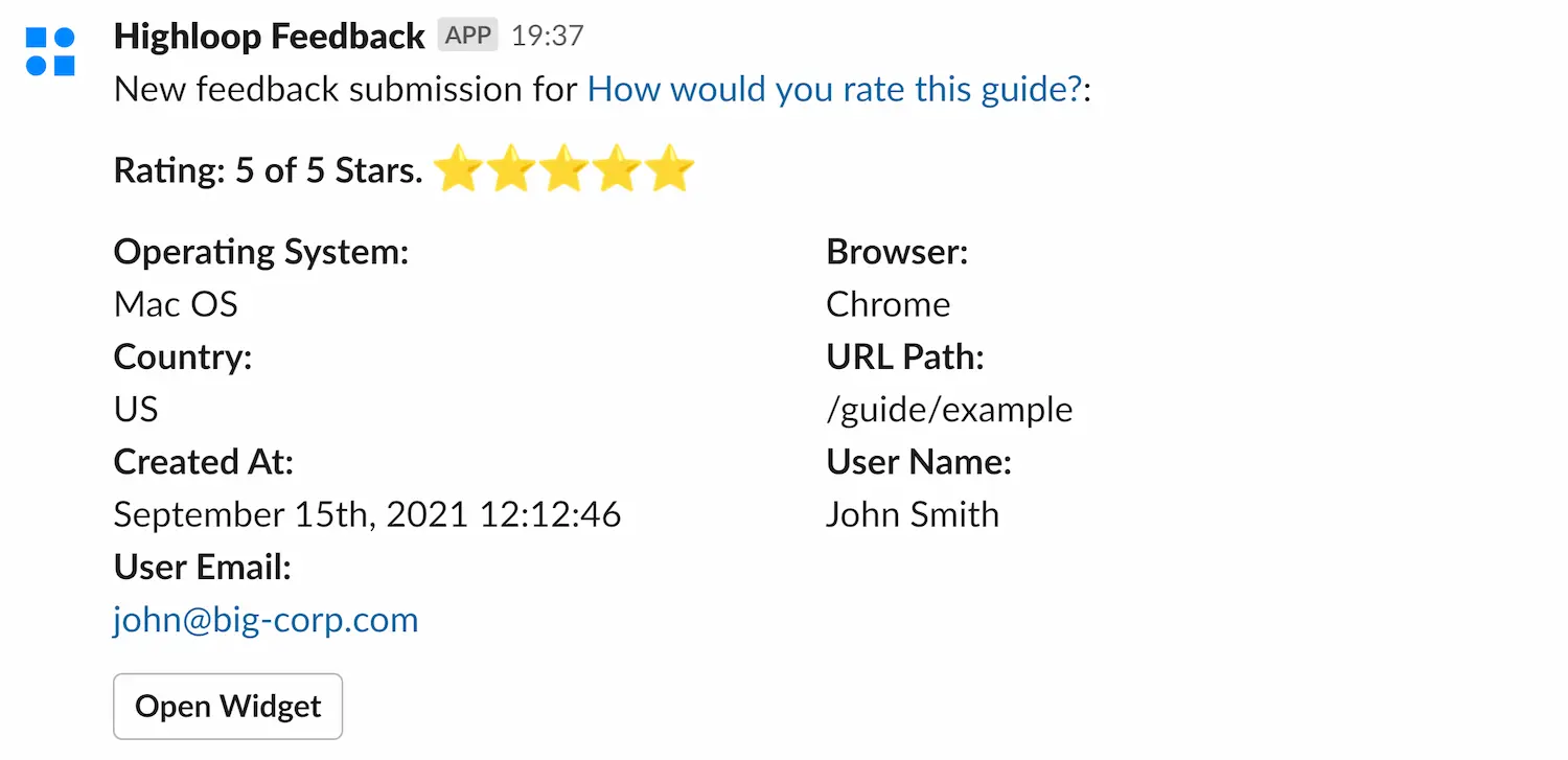 Slack notification from Loopbound Feedback