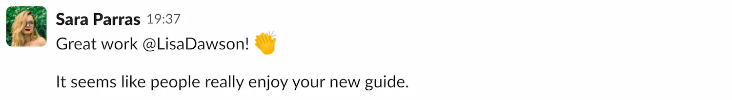 Slack notification from a Team member